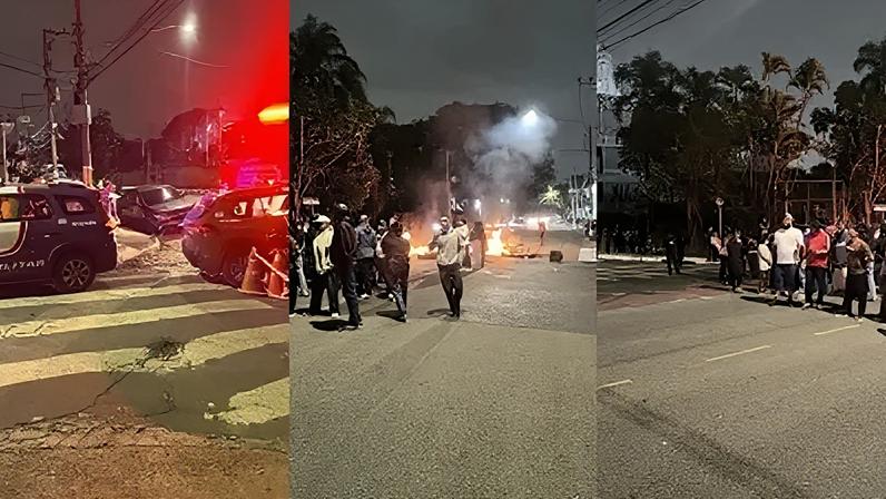Manifestantes interditaram a via e atearam fogo em objetos, causando impactos no trânsito da região