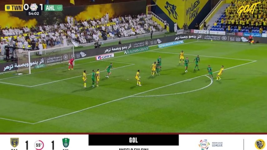 Al Taawoun e Al Ahli SC empatam 1 a 1 com gol de Angelo Fulgini