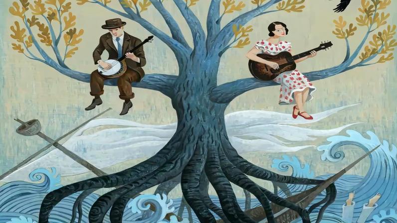 illustration merry golden tree