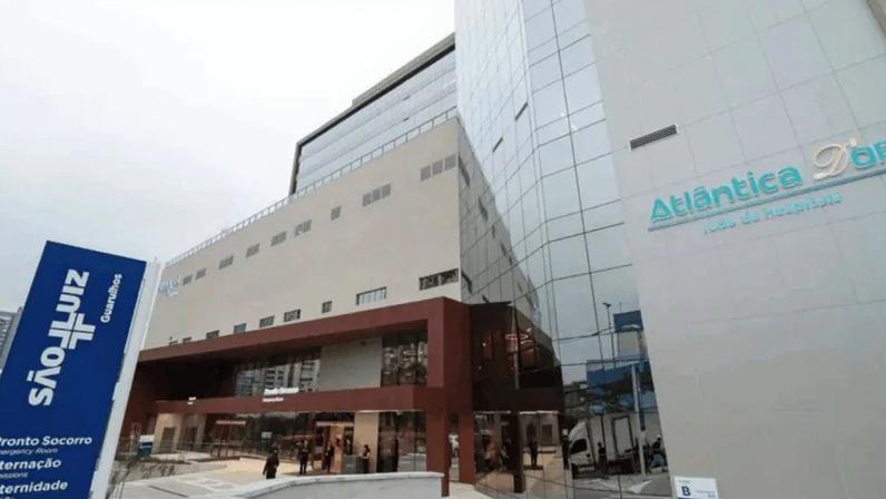 A Rede D'Or ficará com 50,01% de participação no empreendimento, enquanto a Atlântica Hospitais terá 49,99%; na imagem, fachada do Hospital São Luiz com o logo da Atlântica D'Or, no Itaim