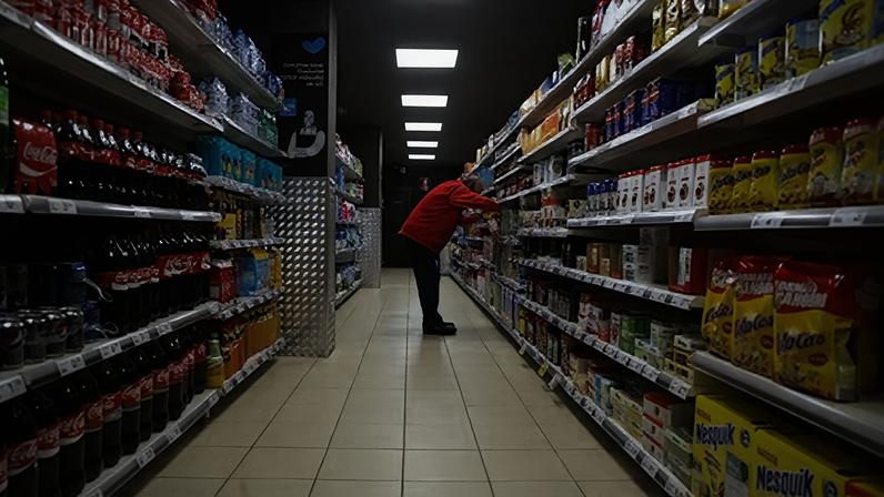 Un hombre en el interior de un supermercado en Madrid.
