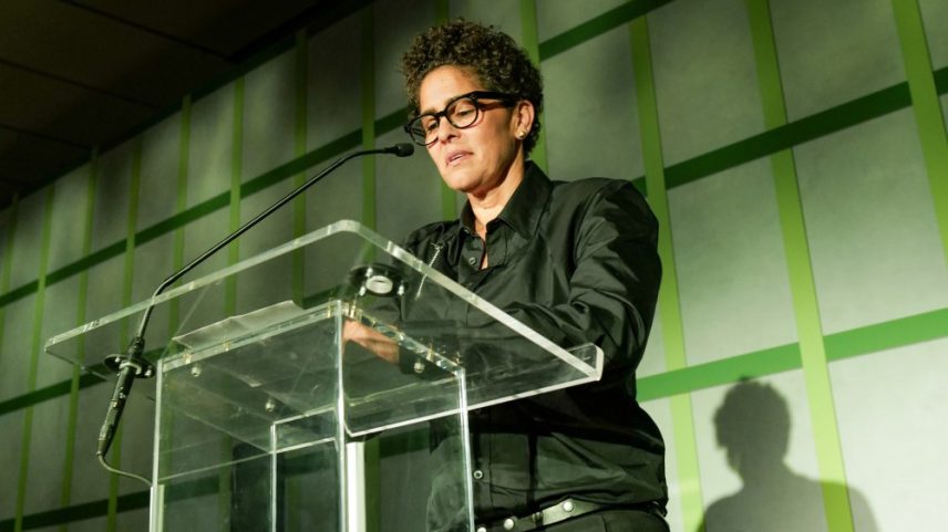 Julie Mehretu speaks at the 2026 Whitney Gala.
