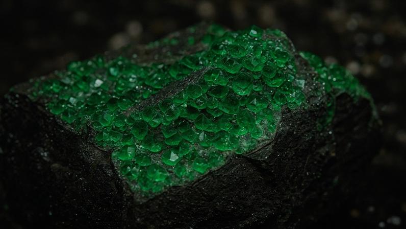 Mineral raro de cor verde esmeralda que contém cromo em sua composição química básica – Créditos: depositphotos.com / Minakryn