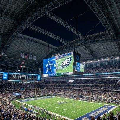 Arena de Arlington com 80.000 assentos, templo luxuoso do futebol americano