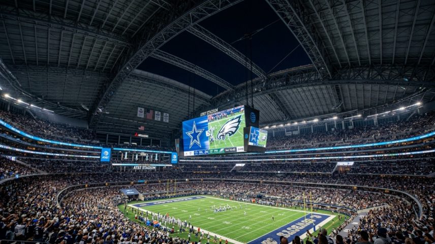 Arena da NFL com teto retrátil e capacidade para oitenta mil espectadores – Créditos: depositphotos.com / felixtm
