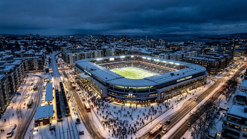Estádio com 28 mil lugares sede da seleção norueguesa, centro do futebol em Oslo