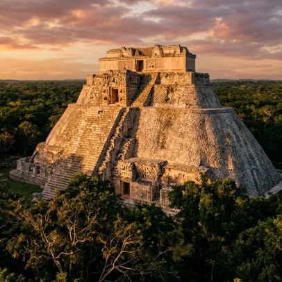 Pirâmide do Adivinho em Uxmal, 35 m de altura, expoente Puuc no México