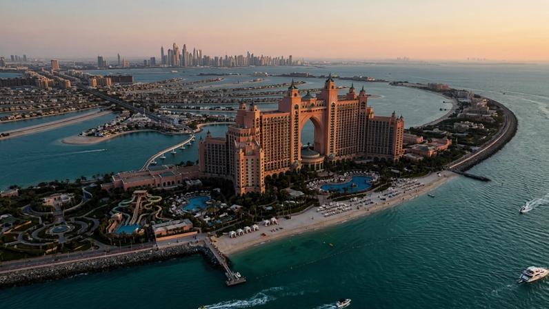 Resort de 1.544 quartos ocupa 46 hectares na ponta da ilha artificial de Dubai