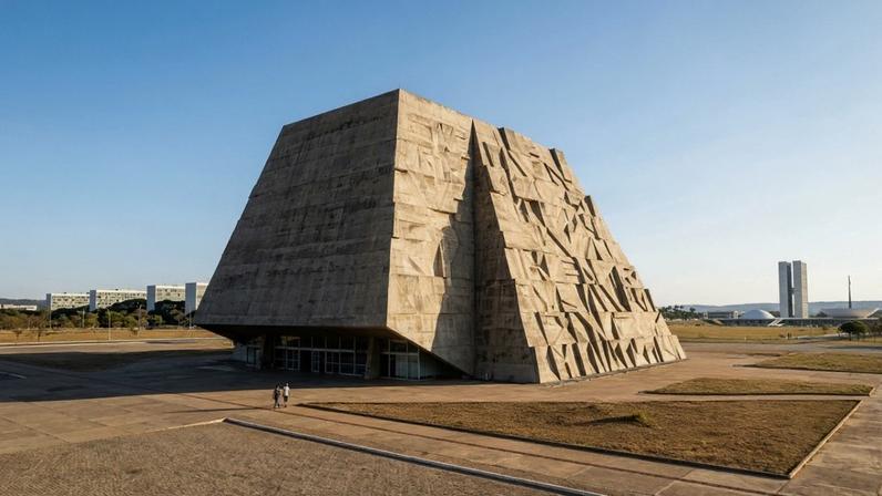 Estrutura em formato de pirâmide projetada por Niemeyer no centro cívico de Brasília – Créditos: depositphotos.com / diegograndi