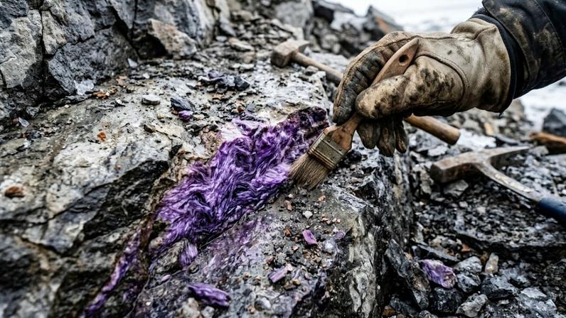 Mineral de cor lilás intensa e padrão sedoso, encontrado exclusivamente na região do Rio Chara, na Rússia