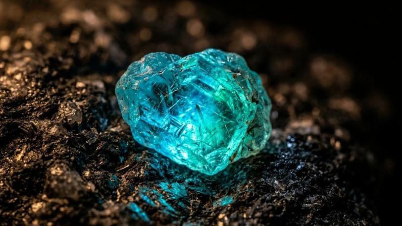 Gema brasileira rara conhecida por seu brilho neon único derivado de traços de cobre – Créditos: depositphotos.com / AnSyvan