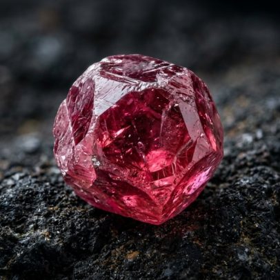 Gema de magnésio rosa com cristais isométricos, a mais brilhante da família