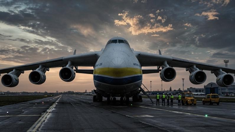 Única unidade produzida do maior avião de carga do mundo; um ícone da engenharia soviético-ucraniana destruído em 2022, mas que ainda detém centenas de recordes mundiais – Créditos: depositphotos.com / mshch1