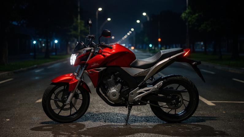 Moto Honda CB 300F Twister com motor de 293cc e iluminação full LED para segurança urbana