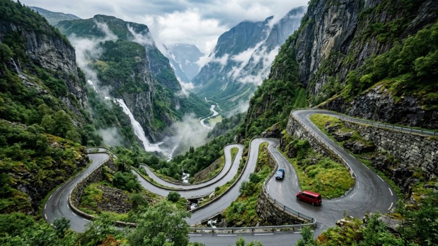 Stalheimskleiva, Noruega, com 13 curvas e inclinação de 20%, marca recorde