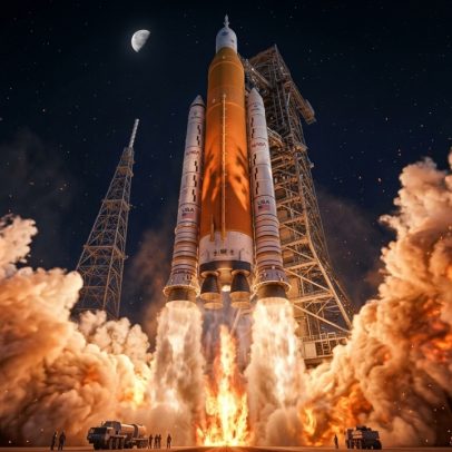 Foguete de 98 m da NASA gera 4 milhões de kg de empuxo para retorno lunar