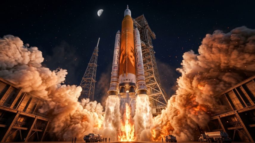 (Imagem ilustrativa)O foguete mais potente da NASA projetado para missões tripuladas rumo à Lua