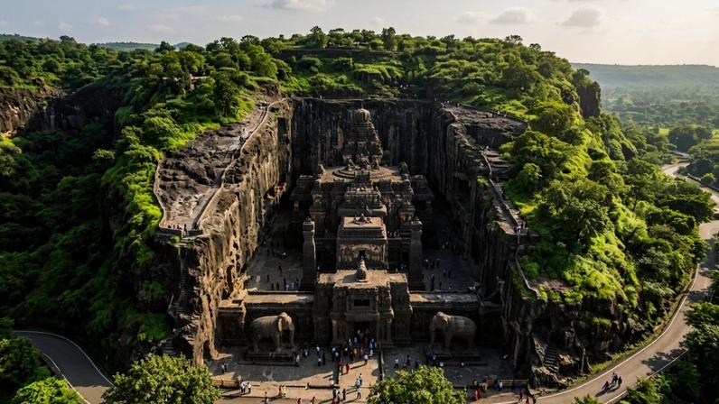 O impressionante templo de 1200 anos na Ásia que foi inteiramente esculpido de cima para baixo em uma única rocha gigante