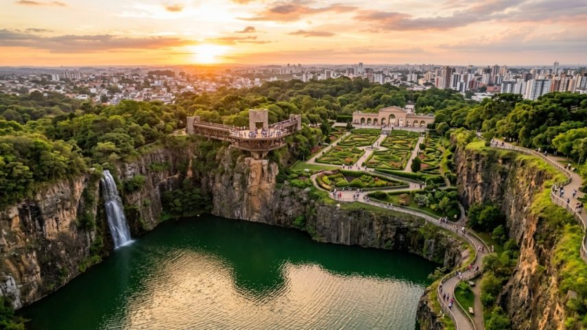 Antiga pedreira transformada em parque com mirante de sessenta e cinco metros em Curitiba – Créditos: depositphotos.com / diegograndi