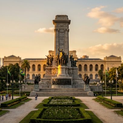 Monumento de 12 metros em SP celebra fundação da nação no sítio histórico