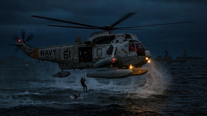 Helicóptero de fabricação americana com capacidade anfíbia para operações navais de caça submarina – Créditos: depositphotos.com / adameq2