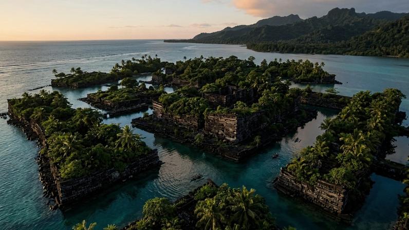 Cidade flutuante construída com 750 mil toneladas de colunas de basalto sobre recifes revela engenharia de civilização que movia blocos de cinco toneladas pelo oceano