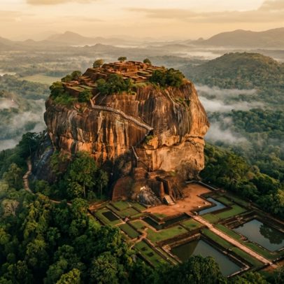 Palácio real de 1500 anos no topo de coluna de rocha vulcânica de 200 m