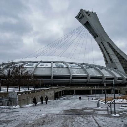 Arena olímpica canadense de 165 m na torre inclinada é marco de concreto