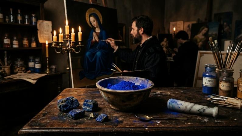 Rocha azul de coloração intensa utilizada historicamente como pigmento valioso para pinturas e joias – Créditos: depositphotos.com / vvoennyy
