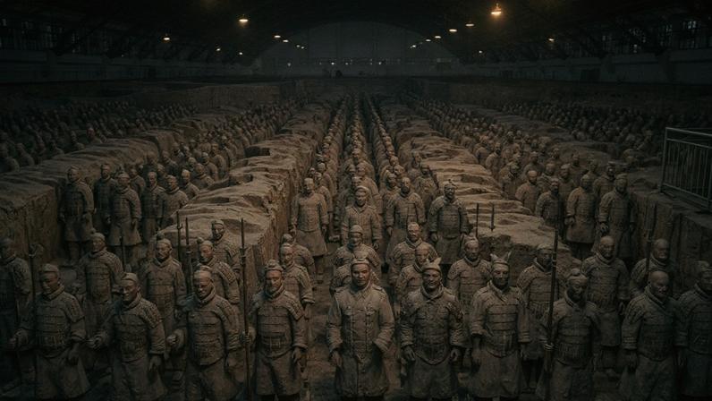 Exército com oito mil soldados em tamanho real revela que a civilização chinesa utiliza técnicas de linha de montagem e cromo para preservar armas de bronze há dois mil anos