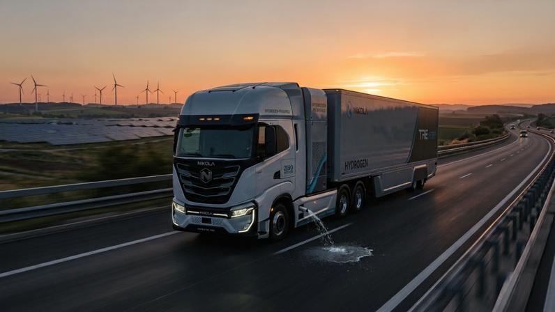 Movido a hidrogênio o Nikola Tre FCEV possui autonomia de 800 km e sistema de purificação avançado que emite apenas vapor de água pelo escapamento