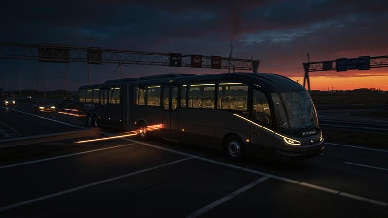 O exótico ônibus elétrico de luxo com portas asas de gaivota que atinge 250 km/h nas rodovias europeias