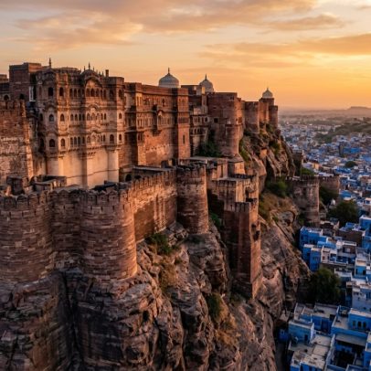 Forte de Jodhpur ergue-se a 122 m com muralhas de 36 m