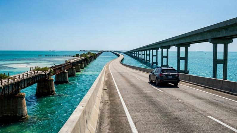 Ponte de 10,9 km sobre águas da Flórida parece flutuar rumo ao infinito