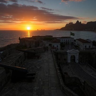 Fortaleza de 1914 com paredes de 12 m guarda canhões na orla carioca