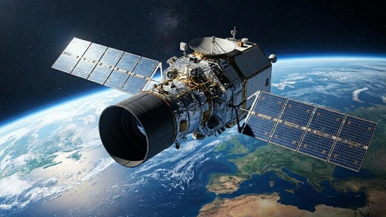 (Imagem ilustrativa)Satélite de reconhecimento óptico capaz de gerar imagens de alta resolução em órbita terrestre