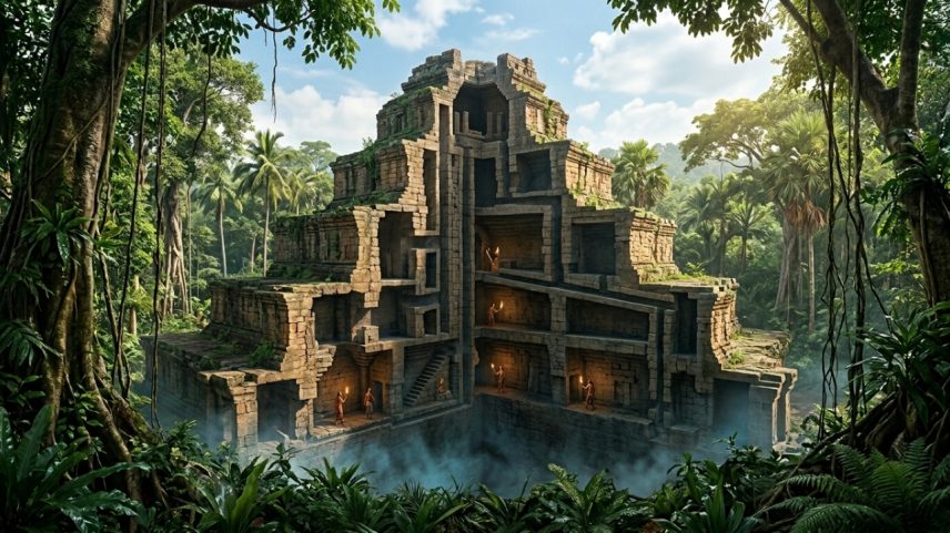 Escaneamento a laser de pirâmide no Camboja revela sistema de ar-condicionado natural que mantinha câmaras reais frescas sob o calor de 40 graus