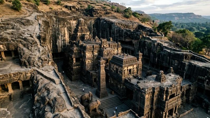 O impressionante templo de 1200 anos na Ásia que foi inteiramente esculpido de cima para baixo em uma única rocha gigante