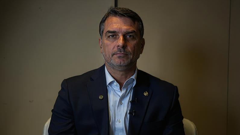 O senador e pré-candidato à Presidência da República pelo PL, Flávio Bolsonaro