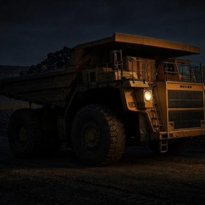 Caminhão de mineração bielorrusso transporta 450 t com pneus de 4 m