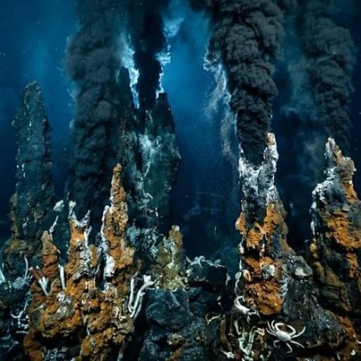 Fontes submarinas superaquecidas formam chaminés de minerais e fluidos a 400°C
