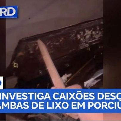 Polícia investiga descarte de caixões em caçambas em Porciúncula