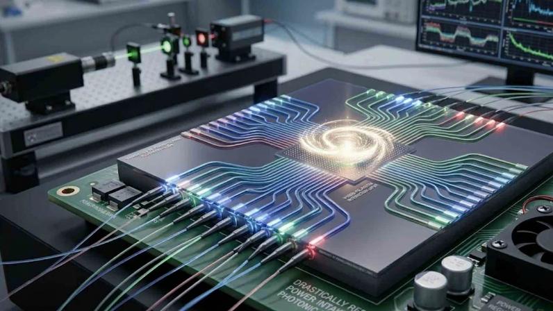 Nova tecnologia usa luz para acelerar inteligência artificial com consumo mínimo de energia. (Imagem: Fala Ciência via Gemini)