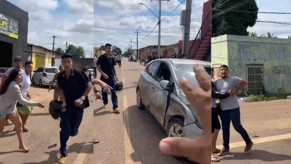 Grupo agrediu jornalista que gravava um acidente de carro nesta segunda (11) em Porto Velho