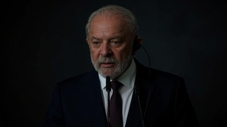 O presidente Luiz Inácio Lula da Silva (PT) em declaração à imprensa na Espanha