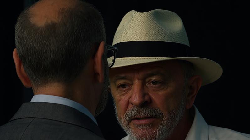 O presidente Luiz Inácio Lula da Silva (PT) fala ao governador interino do Rio de Janeiro, o desembargador Ricardo Couto, durante agenda na Fundação Oswaldo Cruz