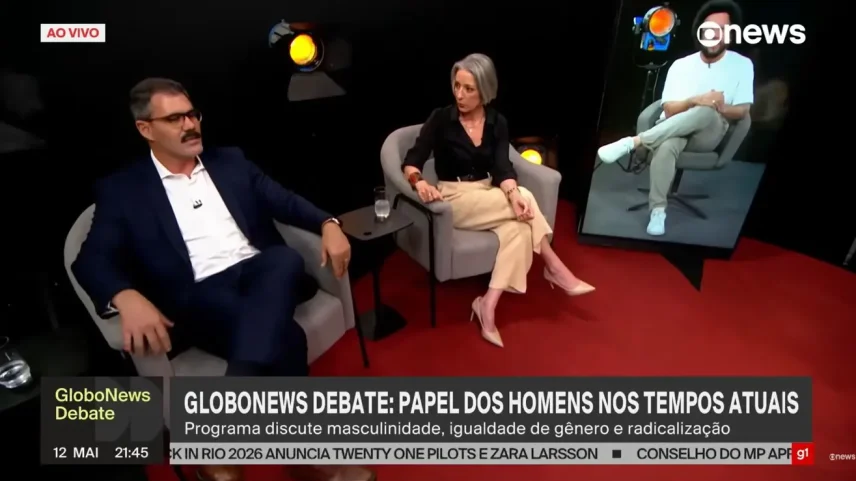 Cazarré participou de debate na GloboNews nesta terça-feira (12) para falar a respeito do papel do homem na sociedade atual. (Foto: Reprodução/YouTube/GloboNews)