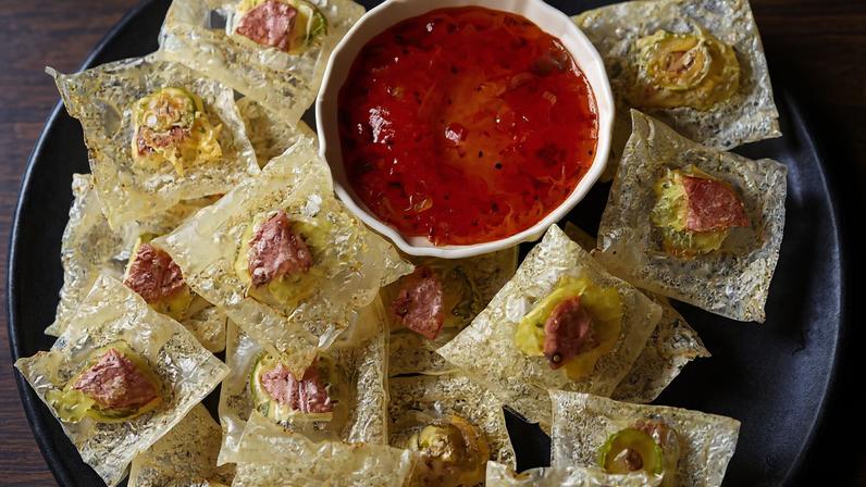 Receita de Chips de Papel de Arroz com Charcuterie