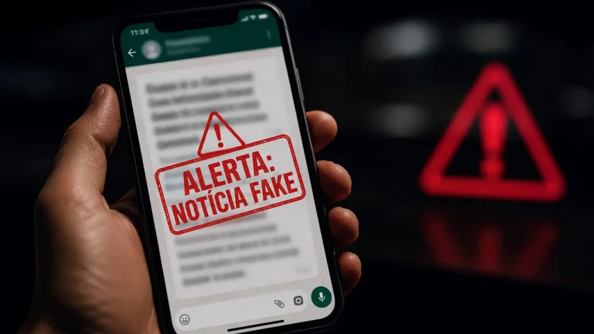 Compartilhar notícias tendenciosas e sem checar alimenta a desinformação e abre caminho para mais controle e censura. (Foto: Imagem criada utilizando Chatgpt/Gazeta do Povo)