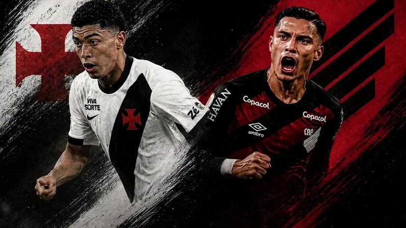 Johan Rojas, do Vasco, e Juan Portilla, do Athletico-PR, se enfrentam neste domingo, em São Januário (Foto: Chat GPT)